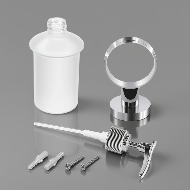 OlBuWa Bathroom Glass Soap Dispenser with Chrome Holder Wall Mounted - Image 2